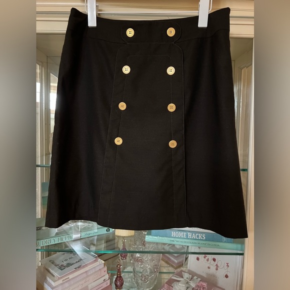 J. McLaughlin Dresses & Skirts - Like New J. McLaughlin Brown Wool Skirt Gold Buttons Size 8